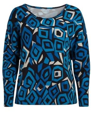 Conquista Viscose Elastane Jersey Top – Geometric Print - Blue