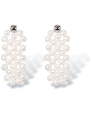 Ninemoo Pearl Weave Earrings - White