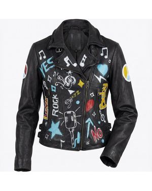 Zasta Studio Handpainted Biker Leather Jacket - Blue