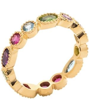 Harfi Plated Colourful Stones Eternity Gemstone Ring - Metallic