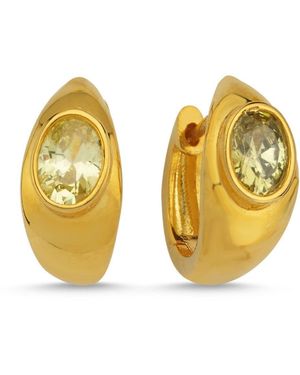 LINYA JEWELLERY Lina Drop Stone Huggie Earrings - Metallic