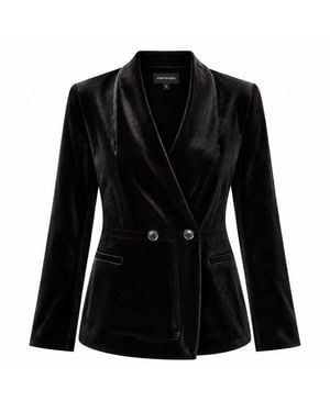Smart and Joy Velvet Jacket With A Flat Neckline - Black