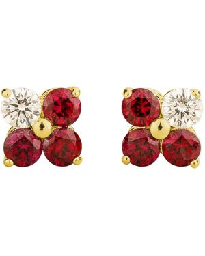 Juvetti Clover Ruby & Diamond Earrings - Red