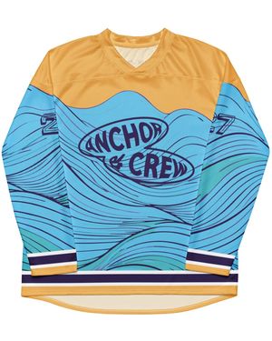 Anchor and Crew Deep Waves Pattern Recycled Fabric Hockey Jersey - Blue