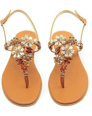 DAMAPREZIOSA Gilda Topaz Crystal Jewel Sandal - Orange