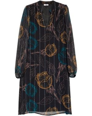 Niza Short Dress With Floral Print - Black