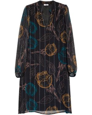 Niza Short Dress With Floral Print - Black