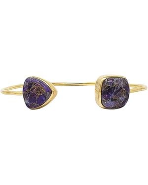 Harfi Vermeil Amethyst February Birthstone Bangle Bracelet - Multicolour