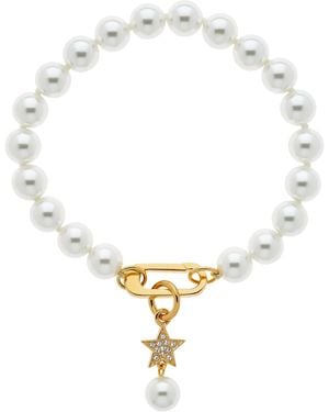Emma Holland Jewellery Crystal Star Charm & Pearl Bracelet - Metallic