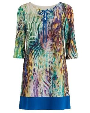 Conquista Hem Detail A Line Dress - Blue
