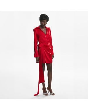 Lita Couture Satin Mini Wrap Dress - Red