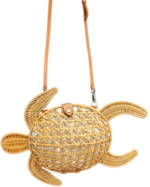 OhSun Neutrals Wili Wicker Crossbody Clutch - Metallic