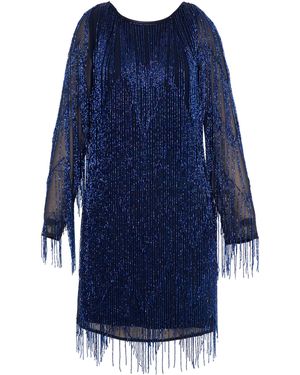 Rose & Nancy Janey Beaded Fringe Mini Dress - Blue