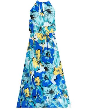 Chapter London Tia Halterneck Floral Dress - Blue
