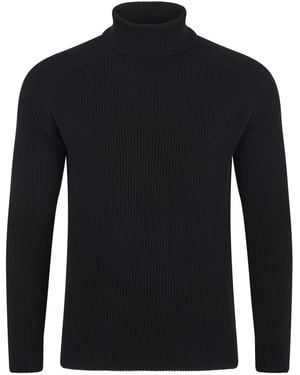 Paul James Knitwear Midweight Cotton Bernard Ribbed Roll Neck Jumper - Blue
