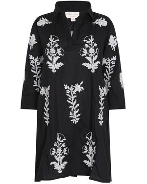 NoLoGo-chic Short Tourist Dress With Embroidery Cotton - Black