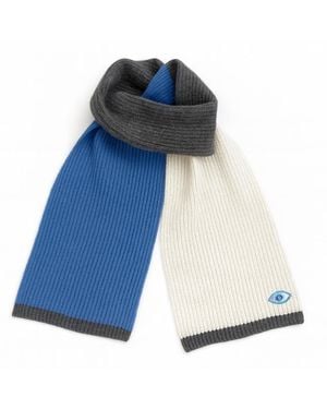 BEIRA Wool & Cashmere Stripe Scarf – Cool Tones - Blue