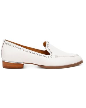 Rag & Co Wolferton Delicate Stud Detail Leather Loafers - White