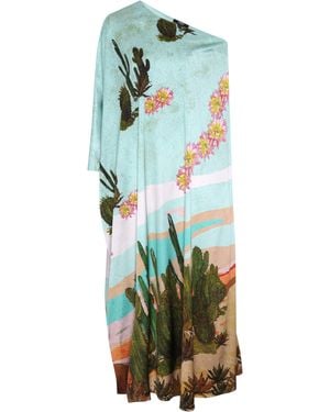 Jessica Russell Flint One Shoulder Kaftan Dress - Green