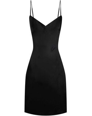 Silkinc Crystal Bias Cut V-Neck Mini Slip Dress - Black