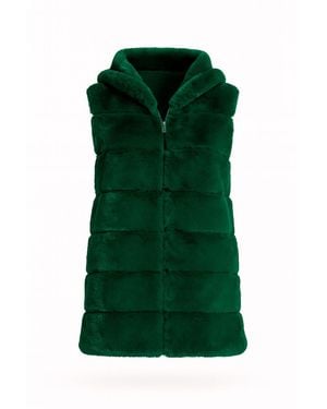 Tantra Spain Sl Fur Vest With Hood And Zipper Closure - Green