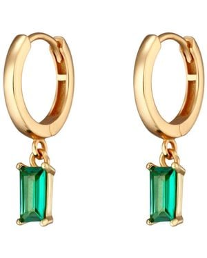 Scream Pretty Green Baguette Charm Hoop Earrings - Metallic