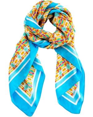Evelyn & Kate Elegant All Silk Scarf, Turtle Pattern - Blue