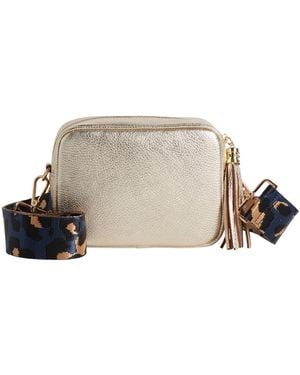 Betsy & Floss Verona Crossbody Tassel Bag With Dark Leopard Strap - Metallic