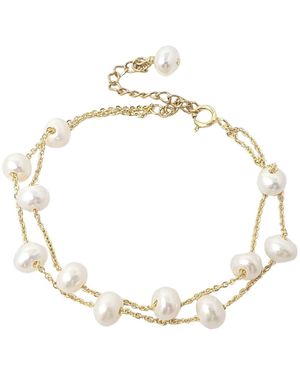 Sophelia Freshwater Pearl Double Chain Wedding Bracelet Gift - Metallic
