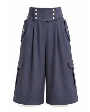 Julia Allert High-Waisted Utility Bermuda Shorts – - Blue