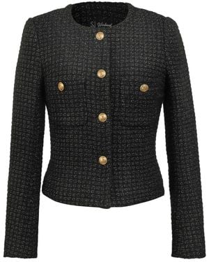Smart and Joy Tweed Blazer With Patch Pockets - Black