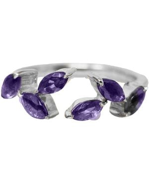 Sophelia Sterling Open Leaf Ring With Amethyst Gemstones - Blue