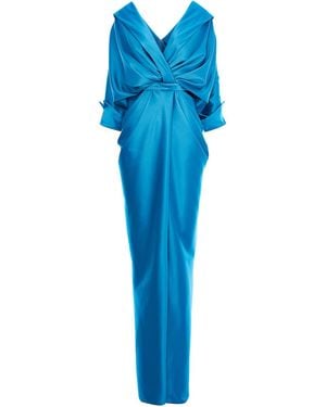 Acob a Porter Draped Long Dress - Blue