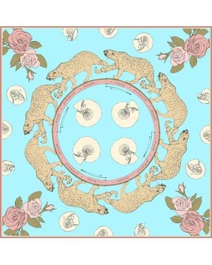 Marna Ro The Jaguar's Path. Silk Twill Scarf - Blue