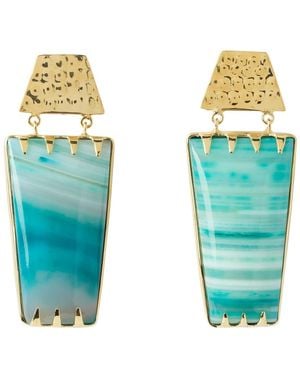 YAA YAA LONDON Puerto Rico Teal Determination Gold Gemstone Earrings - Multicolour