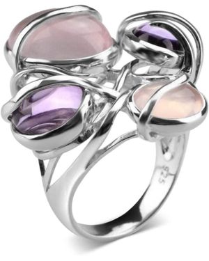 Bellus Domina Plated Amethyst And Quartz Cocktail Ring - Metallic