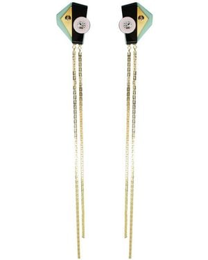 Gissa Bicalho Handmade Acrylic Earring Long Inti - Metallic