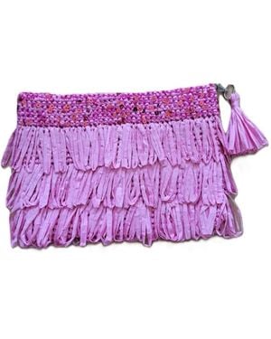 Springmoonatelier Luxury Star Candy – Sequin And Tassel Handmade Raffia Bag - Purple