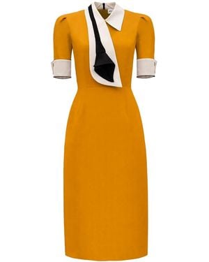 Julia Allert Formal Fitted Dress With Collar - Orange