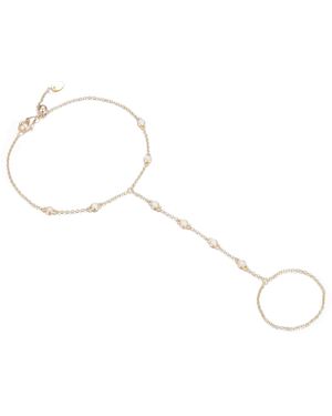 KAMARIA Eternal Line Hand Chain Bracelet With Opal - Metallic