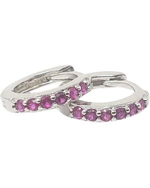 Harfi Ruby July Birthstone Small Huggie Hoop Earrings - Pink