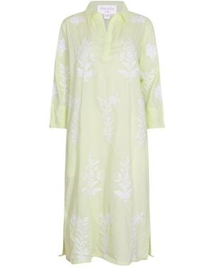 NoLoGo-chic Long Tourist Dress Lime With Embroidery - Green