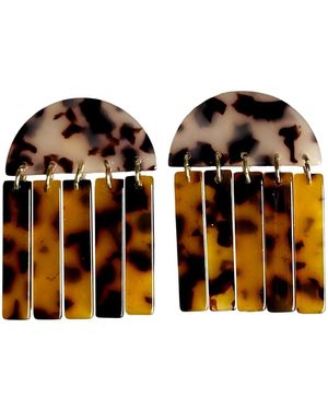 CLOSET REHAB Acrylic Fringe Tortoise Colormelt Earrings - Orange