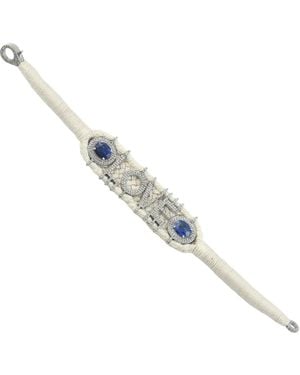 Artisan 925 Sterling Kyanite & Diamond Love Macramé Bracelet - Metallic