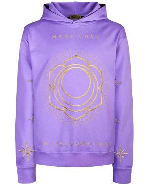 Miracles Manifester Make Love Affirmation Embroidered Hoodie - Purple
