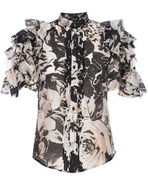 LAHIVE Neutrals Paris Silk Printed Top - Black