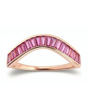 Kylie Harper Baguette-Cut Swirl Band Ring - Pink