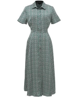 Smart and Joy Vintage Graphic Print Shirt Dress - Green