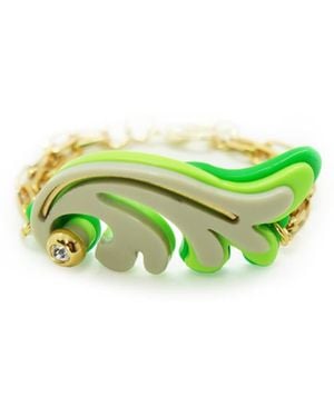 Gissa Bicalho Acrylic Handmade Bracelet Rosebush Clay - Green