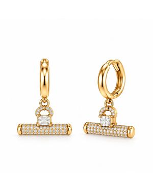 SHYMI Pave T Bar Earrings - Metallic